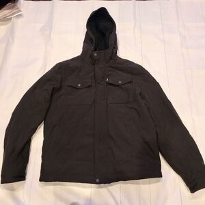 Levi's Black Soft Shell Sherpa Lined Hooded Trucker Jacket Medium Men's